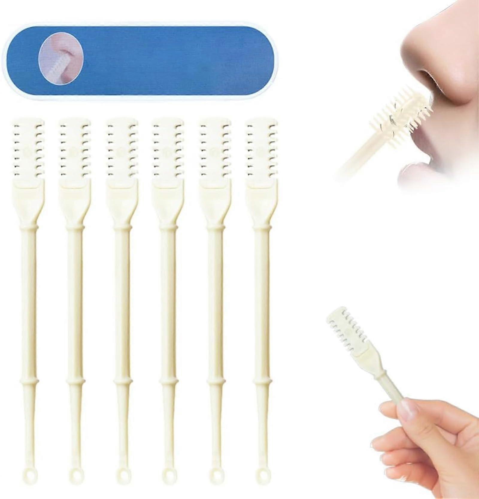 6 Pieces 2 in 1 Portable Manual Nose Hair Scissors Double Head 360° Rotatable (White)