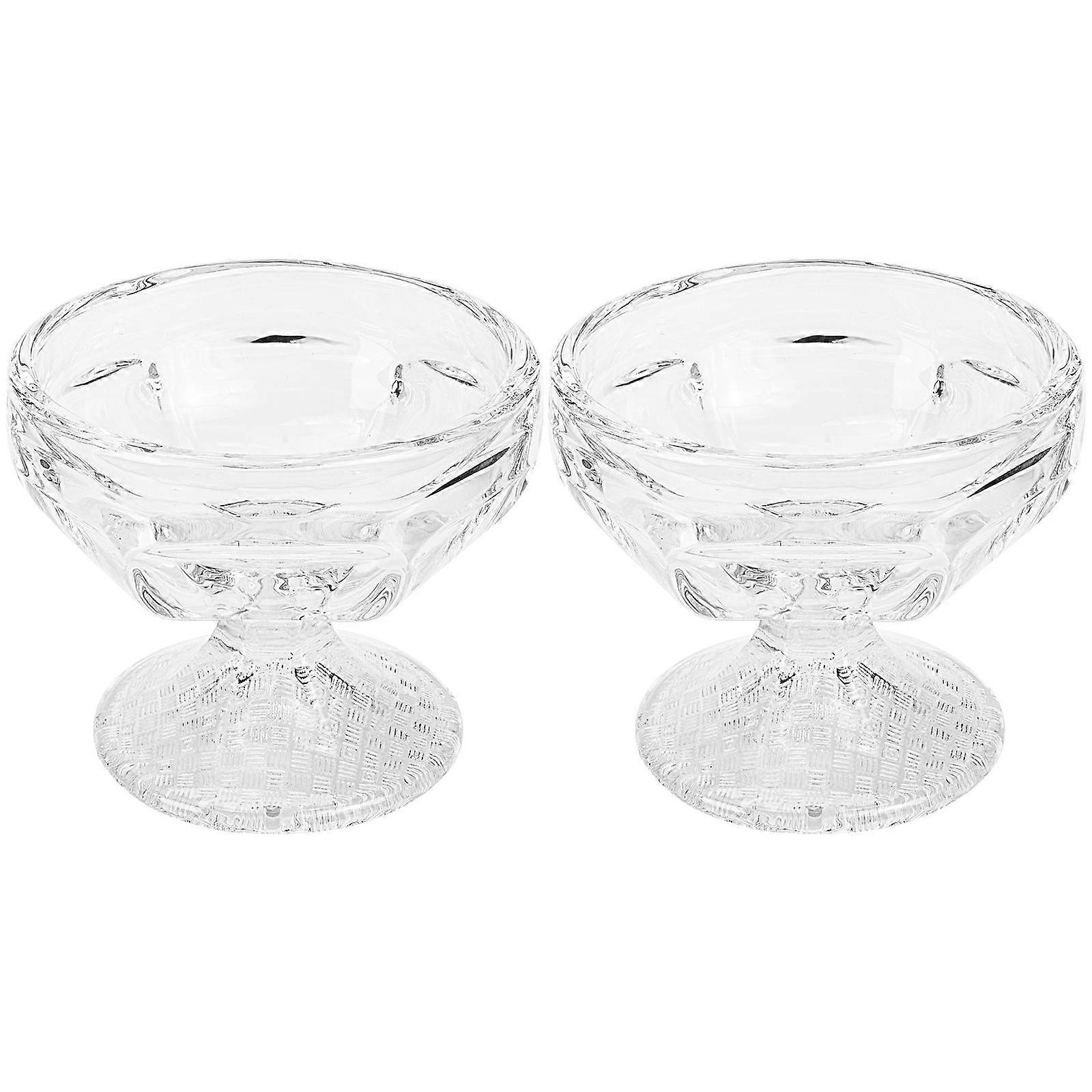 Glass Dessert Bowls for Home Use Clear and Sturdy Ideal for Yogurt Ice Cream 2 Pieces