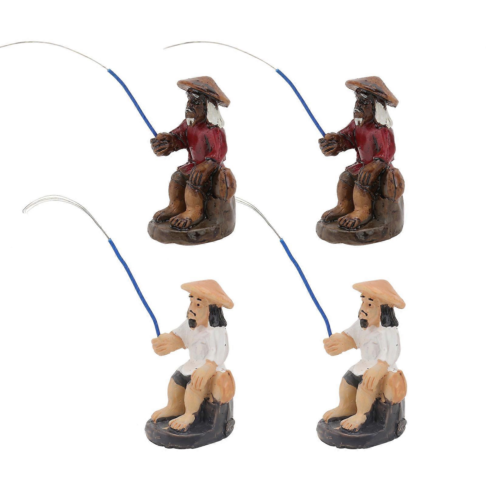 Durable Resin Fisherman Props for Decoration Assorted Color Crafted with Lifelike Details 4 Pieces
