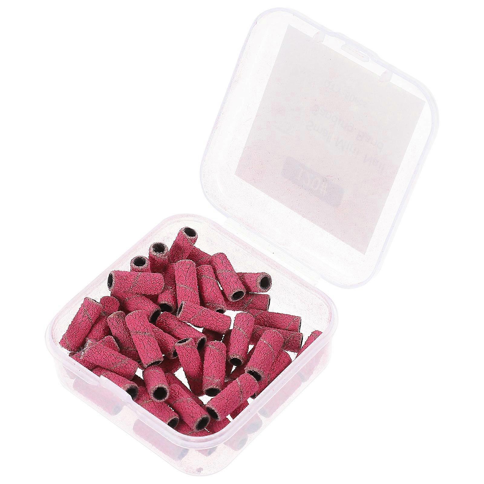 Pink Nail Sanding Bands Set with 50 Pieces for Nail Drills and Manicure Use Small Size Portable