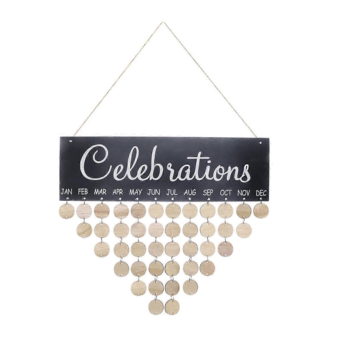 Wooden Home Decor Calendar Hanging Board for Birthday Reminder Plaque Multi Color 40x12x0.5cm