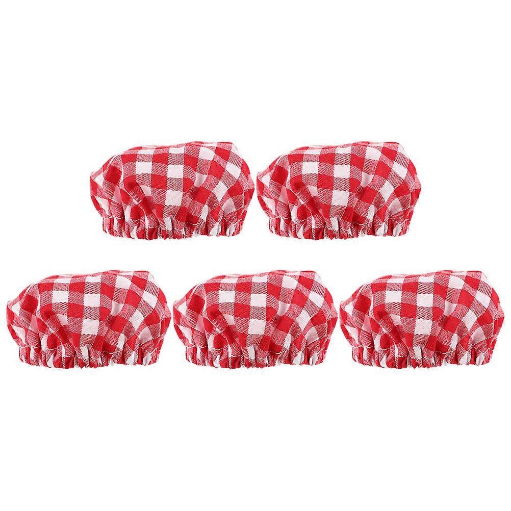 Red PolyesterCotton Jar Covers for Sourdough Proofing and Kitchen Storage, Reusable, 5pcs