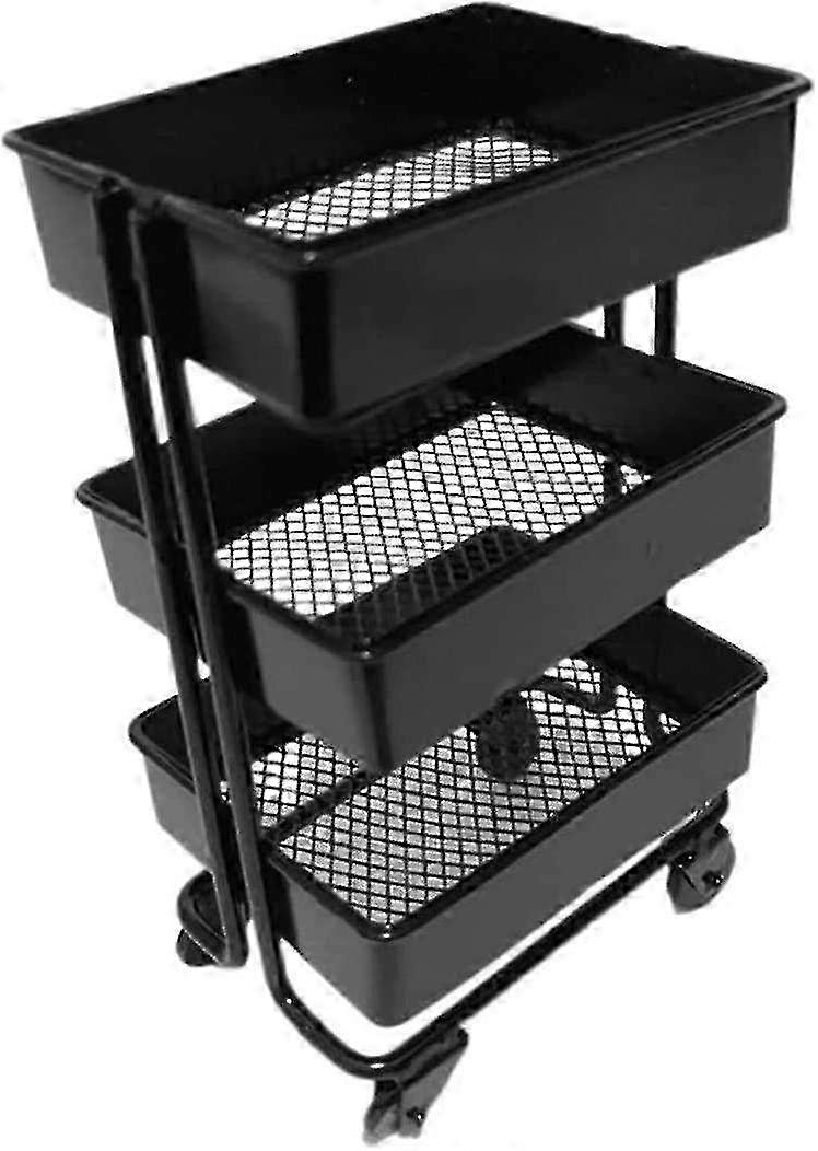 Chariot de rangement de maison de poupée à 3 niveaux avec roues - Étagères mobiles pour l’organisation de la cuisine et de la salle de bain - Rack polyvalent 1 pc