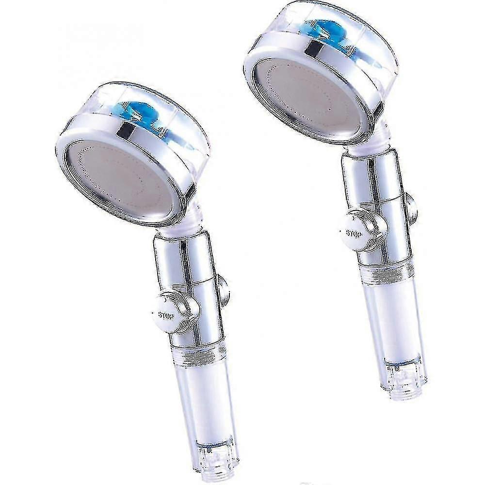 Eco-tornado Blue Double Pack Water-saving Shower Head, 360 Rotating Hand Shower