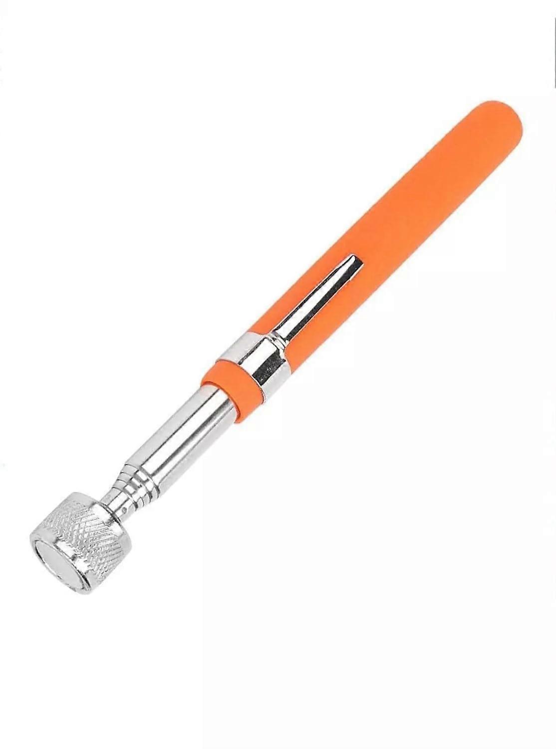 Telescopic Pickup Tool Orange Extendable Magnetic Retrieval Tool With Pocket Clip Extension Rod Ultra Slim