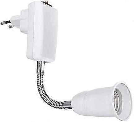 E27 Socket with Wireless Switch, White Base for E27 Bulb, Flexible with Arm, Quick Socket for Reading Lamp-Without Bulb