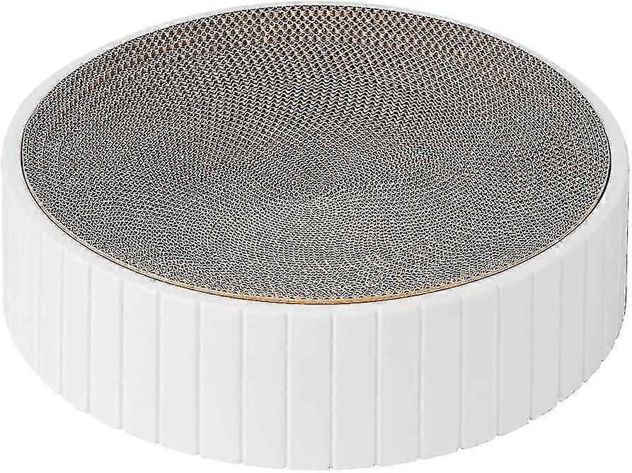 Cat Scratcher Board, 2 in 1 double sided Cat Scratcher Cardboard with Catnip - Round Cat Scratcher Boards For Kittens And Adult Cats, Bianco