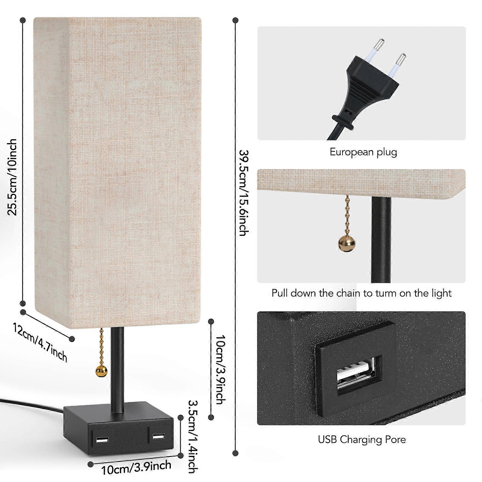 Tomshine Bedside Table Lamp Dual USB and Socket