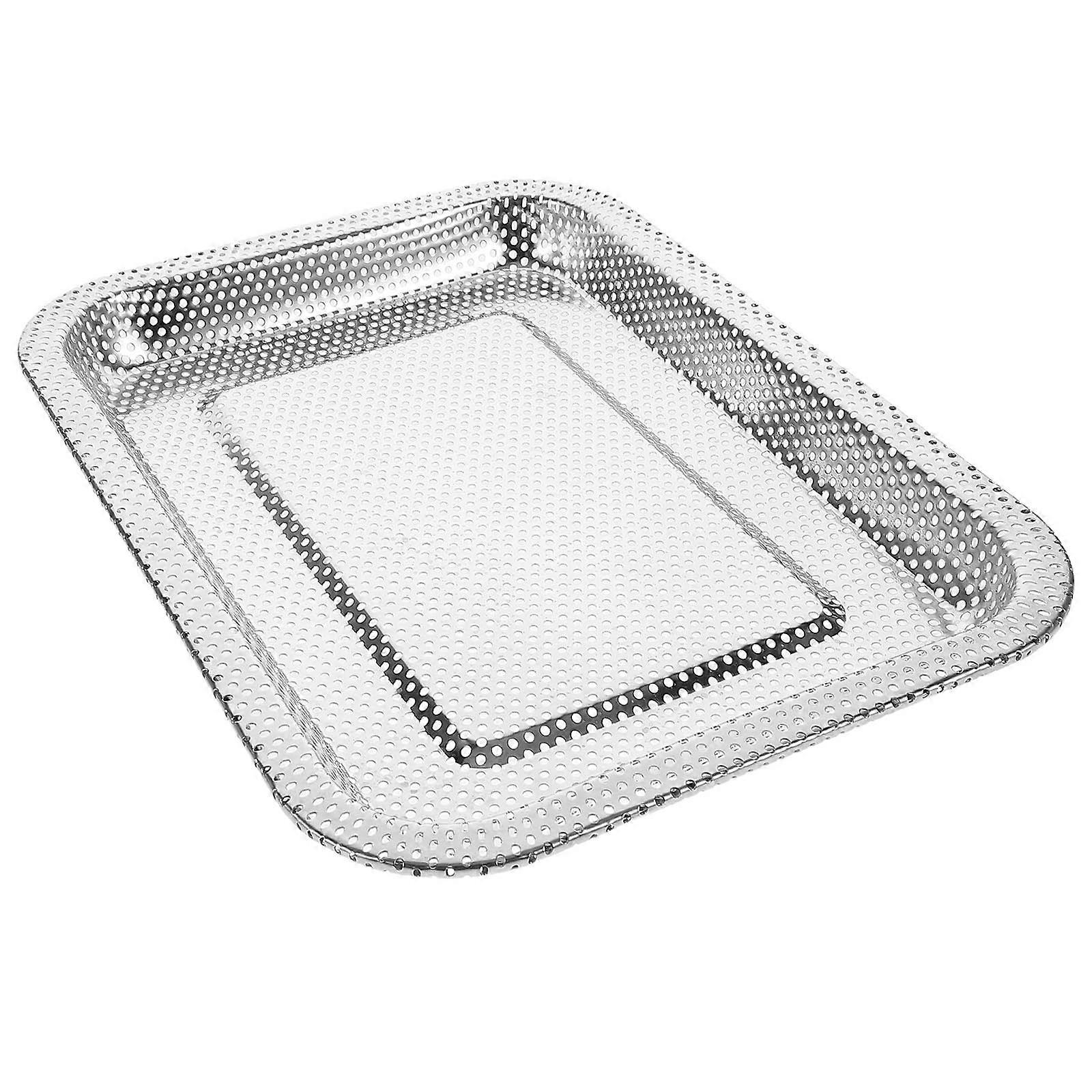 Dish Drainer Tray Drinks Serving Tray for Cooking Rectangular Stainless Steel Silver Used for Nonstick Cooking 1Pack