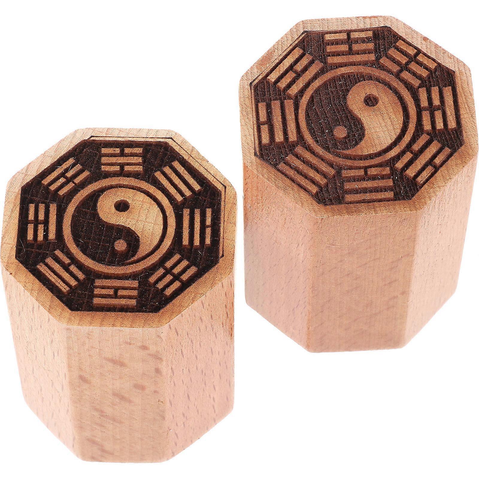 2pcs Traditional Taoism Wood Stampers Chinese Style Seal Stampers Cultural Chinese Seal for Engraving Elegant Decorative Patterns Easy to Use Durable