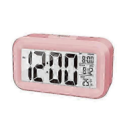 4.3" LED Digital Alarm Clock with Temperature Display, Adjustable Loud Alarm, Snooze & Night Light Control - Pink