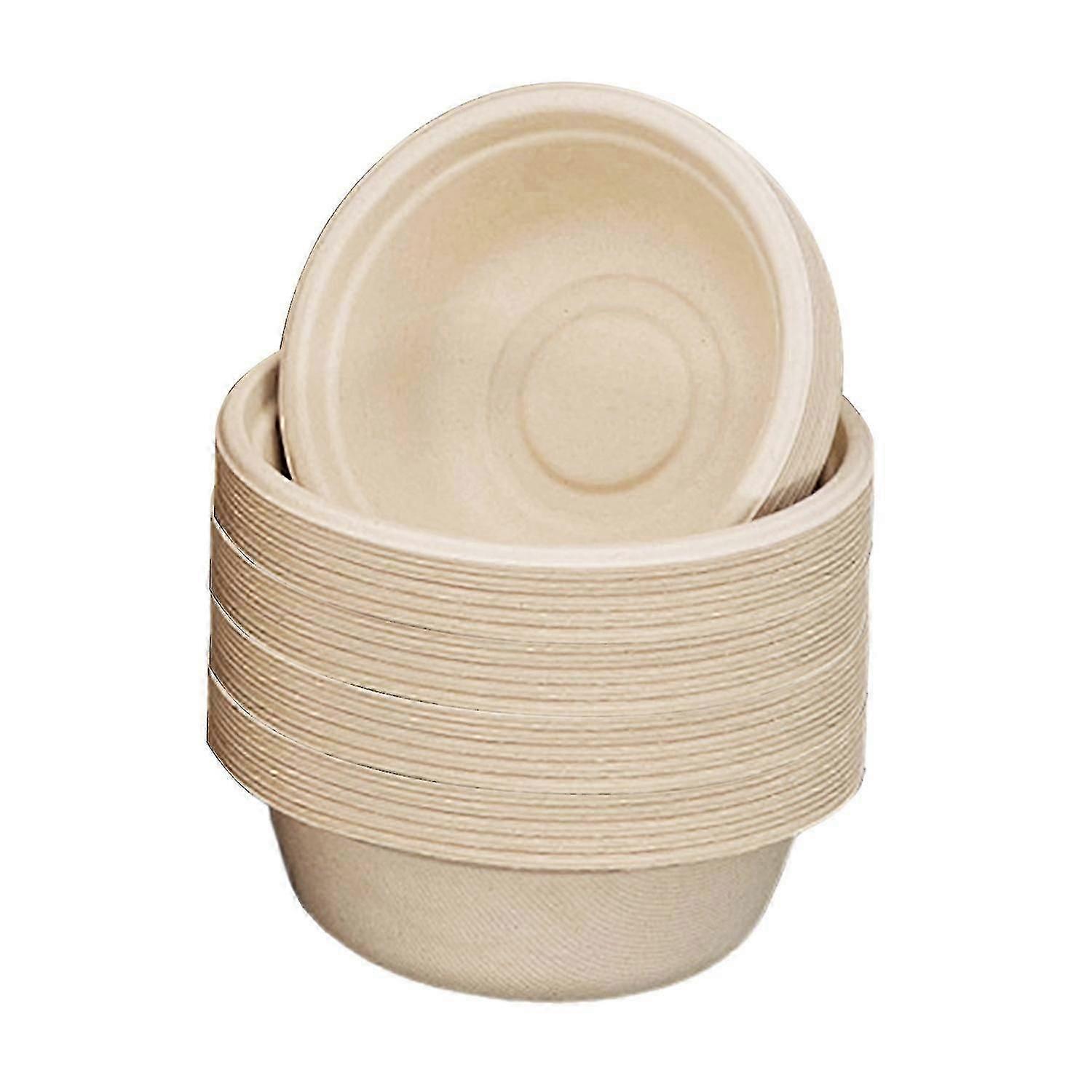 50PCS Jetable 350mL Bols Jetable Compostable Papier Vaisselle Ensemble Écologique Dégradable Dîner