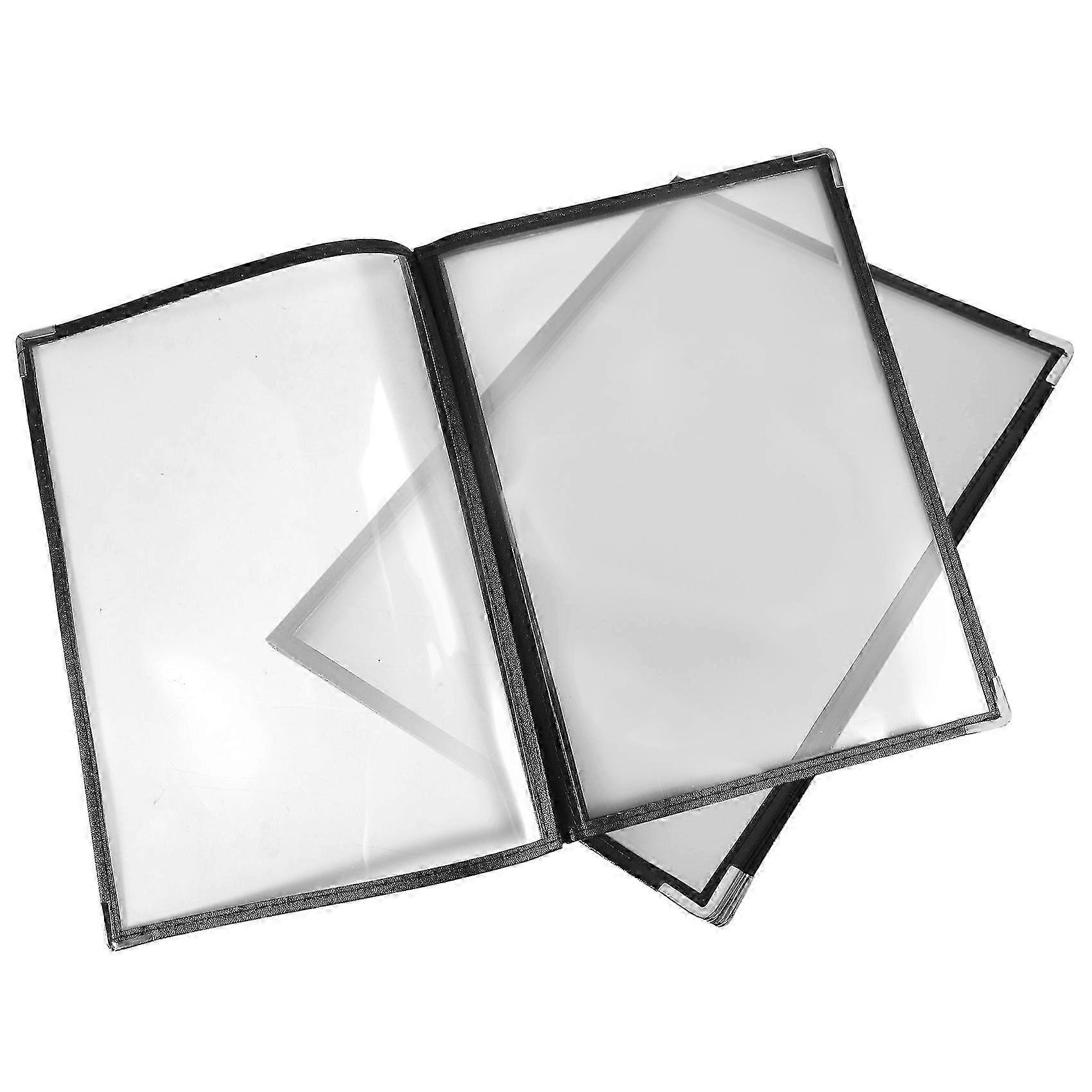 2Pcs Transparent Restaurant Menu Covers for A4 Size Book Style Cafe Bar 4 Pages 8 View