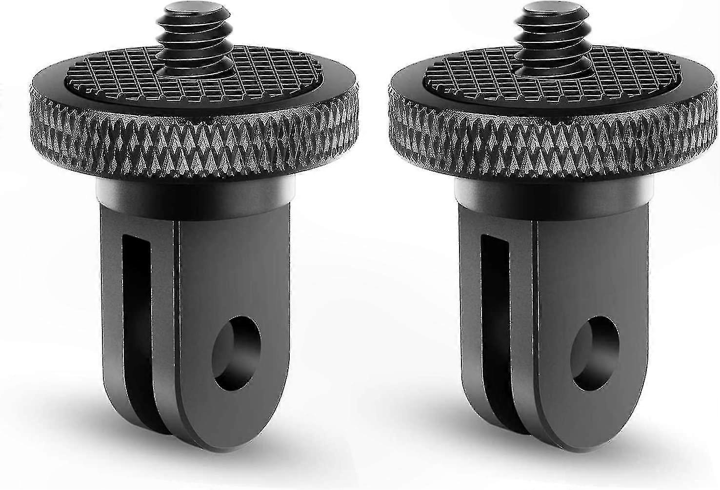 Aluminum Tripod Adapter for Action Cameras, Compatible with GoPro Mounts and More (2-Pack, Black)