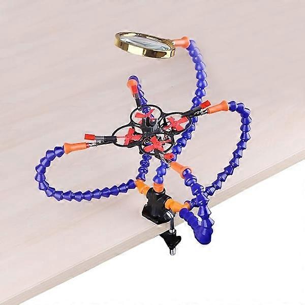 Multifunctional Electronics Holder - Third Hand with 3x Magnifying Glass and Flexible Clamps