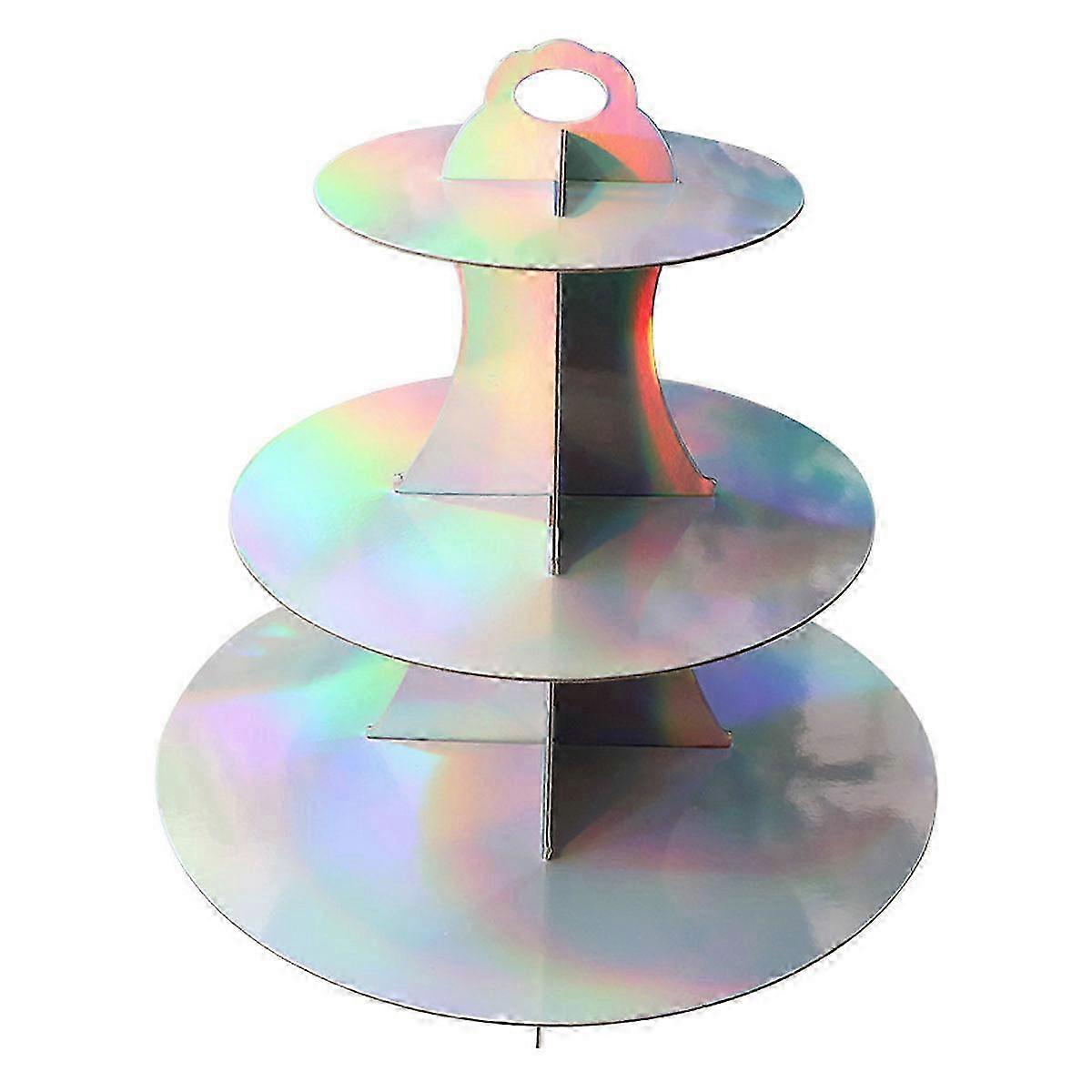 A set of three-layer solid color round dessert display rack is suitable for parties, weddings and other activities--Colour mixture