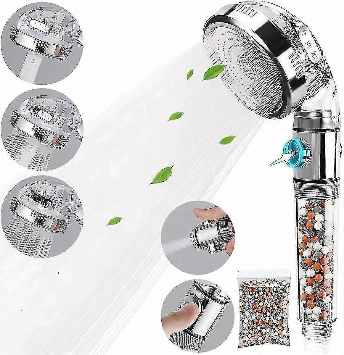 Water-Saving Shower Head with Ion Filter and Limescale Protection 3-in-1 Design for Enhanced Shower Experience
