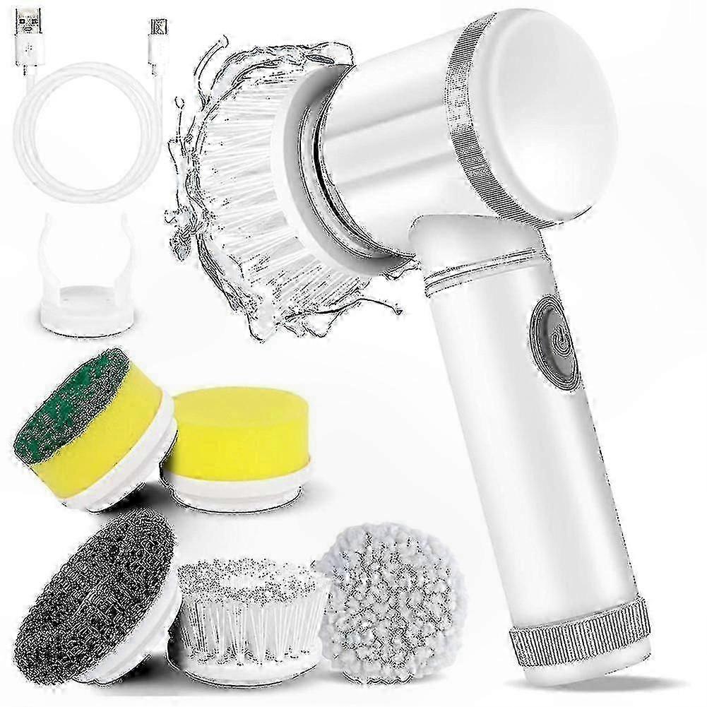 جهاز تنقية كهربائي قوي مع 5 رؤوس فرشاة قابلة للتبديل لتنظيف حوض الاستحمام والأرضيات والبلاط
