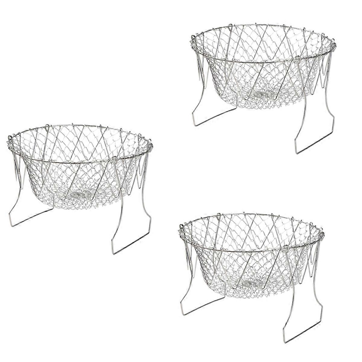 Folding Frying Basket Household Oil Drain Basket Kitchen Gadgets Vegetable Washing Frying Basket Filter