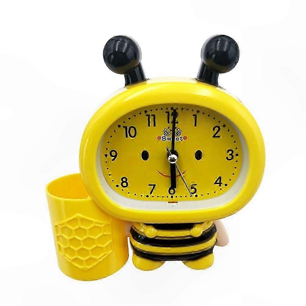 Digital Alarm Clock with Temperature Display & Pen Holder, Bee Design