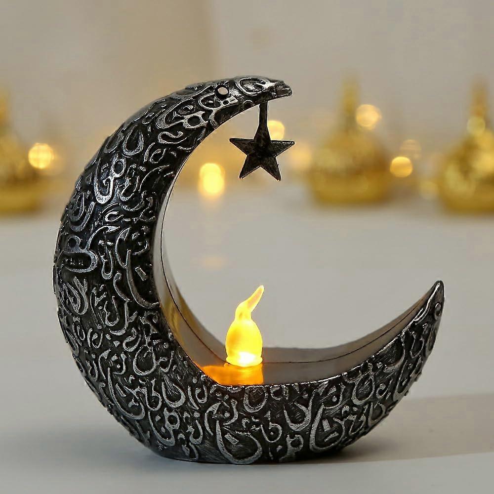 Eid Ramadan Candlestick Lights, Mini LED Candle Lanterns, Ramadan Lantern Decorations, Eid Mubarak Lights, Silver