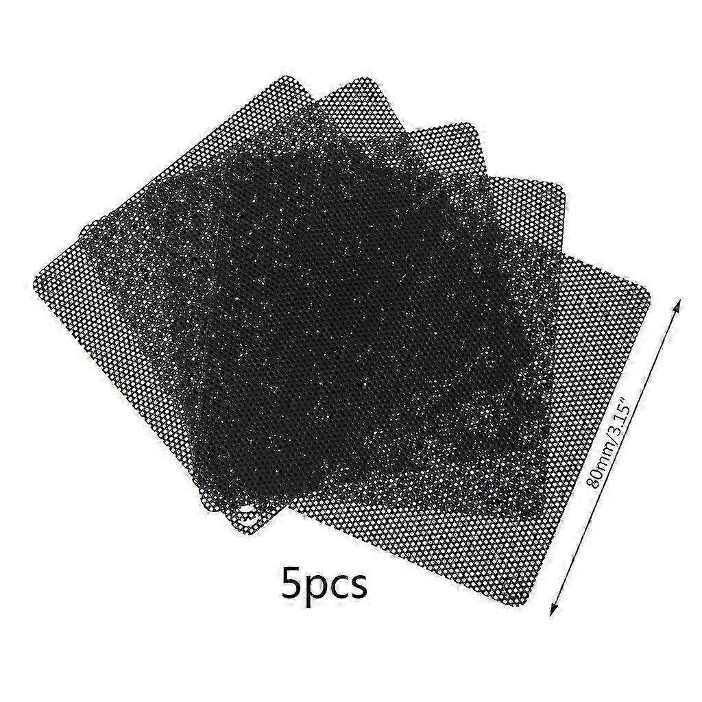 2025 80 mm Dust Filter Computer Fan Filter Cooler PVC Black Dustproof for Case Cover Computer Mesh 5 Packs Black