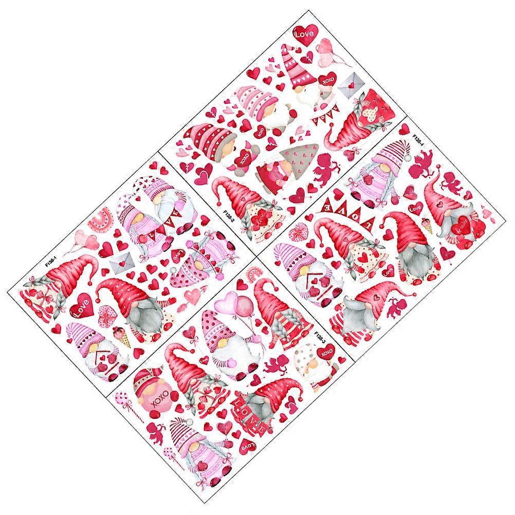 Valentine's Day Window Sticker Romantic Wall Decor Decals for 4 Sheets