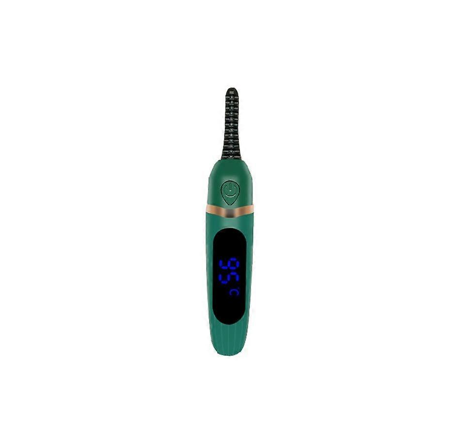 Heated Eyelash Curler - Heated Eyelash Curler - Mini Electric Eyelash Curler with LED Display, 3 Temperatures, Makeup Tools Gift for Women(green)