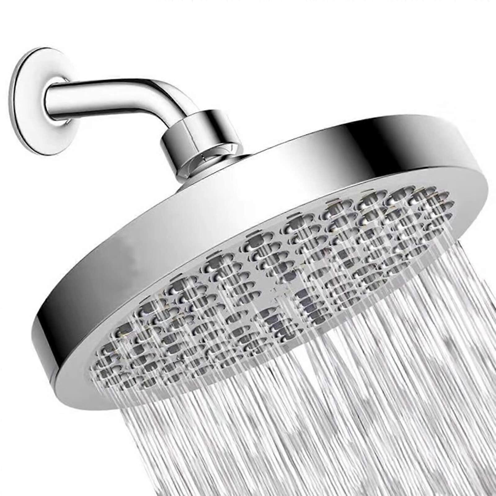 Fixed Shower Head Replacement 6-Inch High-Pressure Rain Shower Head With Chrome Finish Silicone Nozzles