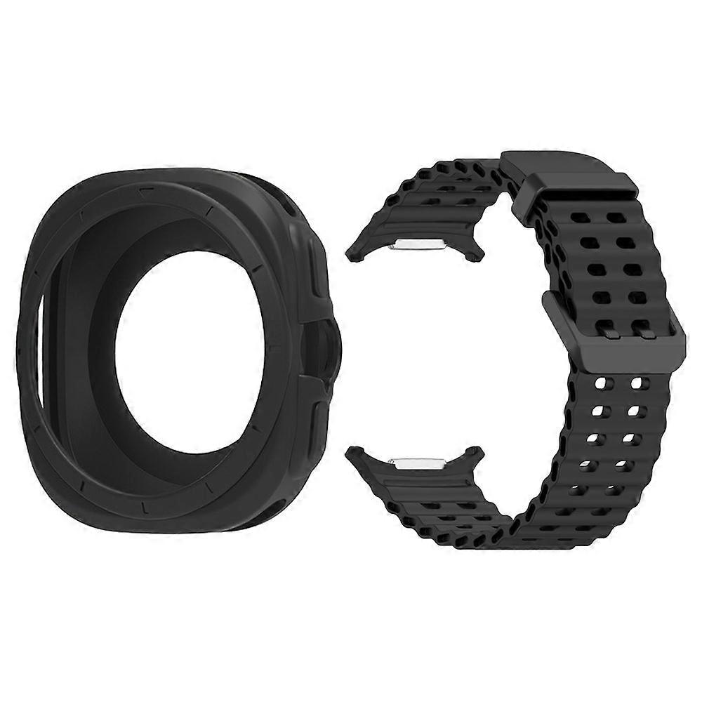 Compatible For Samsung Galaxy Watch Ultra (2025) 47mm Silicone Band Double Pin Buckle Watch Strap with Watch Case