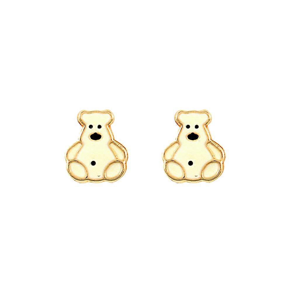 Jewelco London 女士 9K 黄金白色珐琅北极熊耳钉