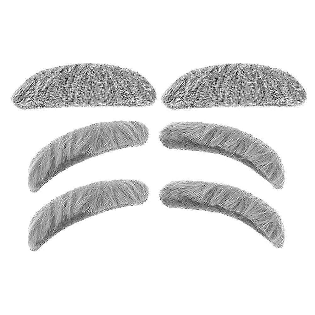 Realistic Mustaches And Eyebrow Accessories For Parties Cosplay Props 2 Sets Soft Material
