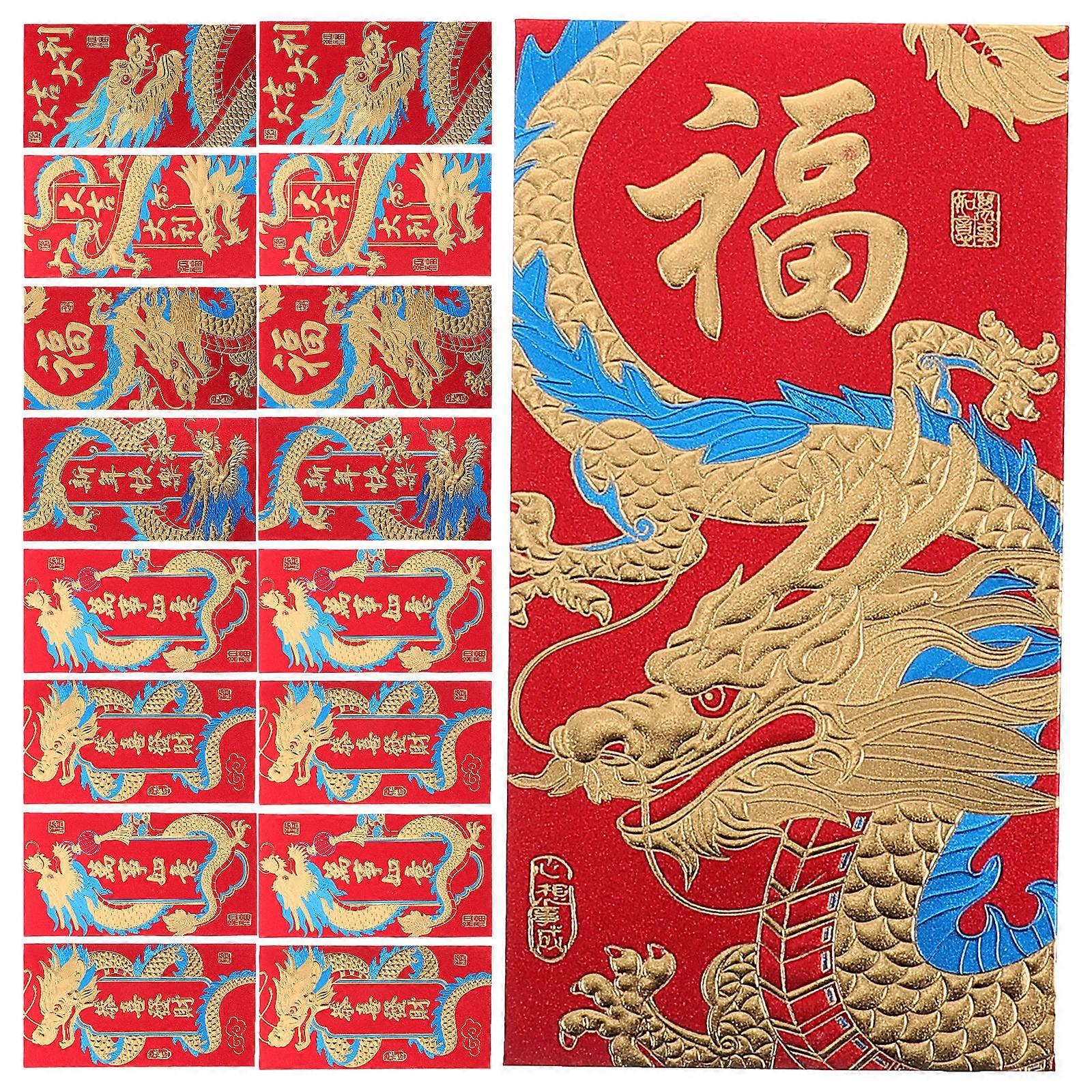 Dragon Year Red Envelope Paper Red Packet for Luck Money Bag 24Pcs Festival Set