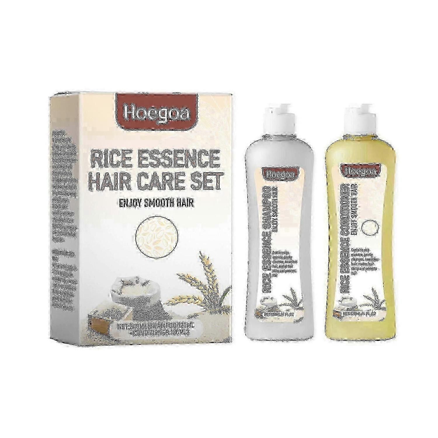 Ensemble de shampooing et après-shampooing Hoegoa Soin du riz Ensemble shampooing et après-shampooing nourrissant réparateur de kératine Cheveux lisses