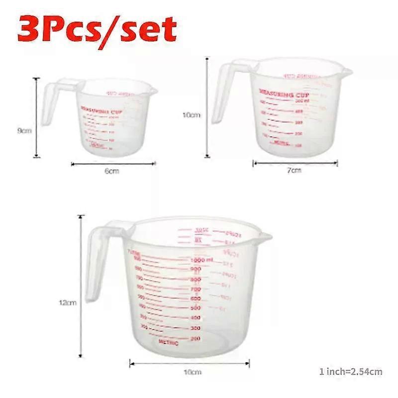 3Pcs Kits Baking Liquid Measuring Cups PVC Scale Cup Plastic Measuring Volume Beaker Kitchen Baking Tools