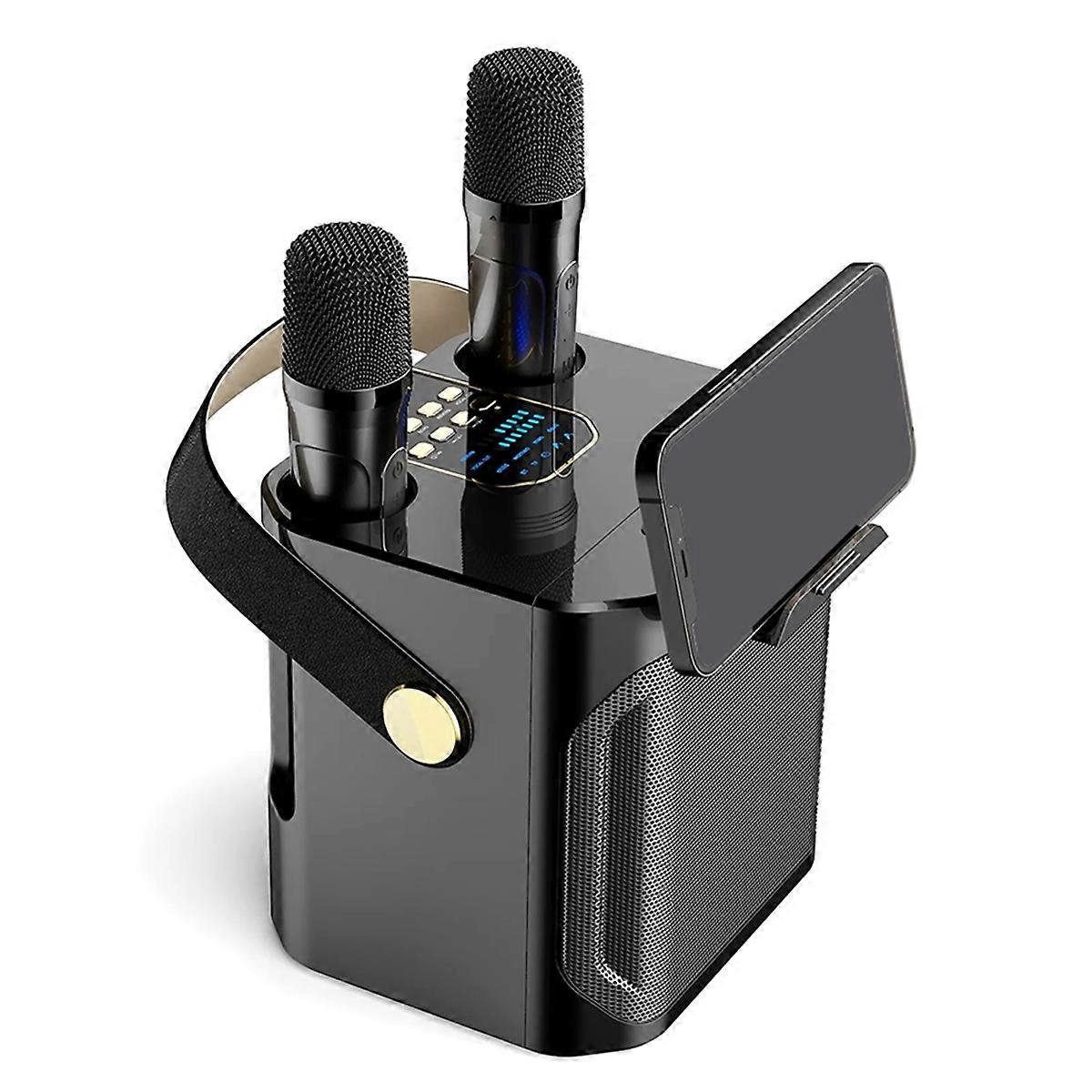 High Power Karaoke Bluetooth Speaker with Dual Microphone Black