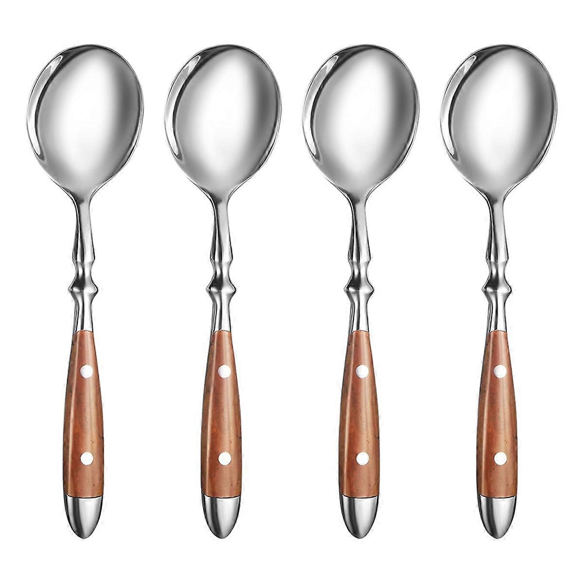 4Pcs Soup Spoons Set,Spoons with Comfortable Bakelite Handle,