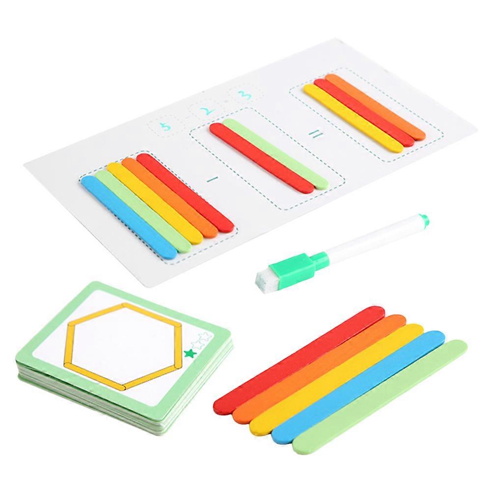 Arithmetic Teaching Aid Wooden Counting Rods for Kids 1Set Colorful