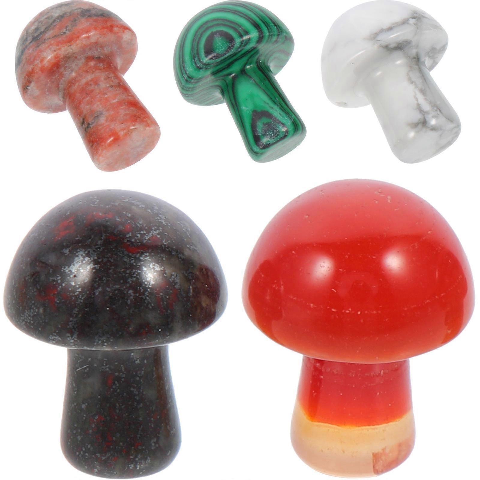 Mini Stone Adornments Mushroom Shape Stone Decorations 10Pcs for Micro Landscape