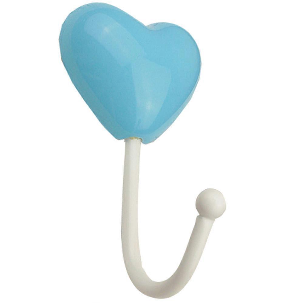 3Pcs Mediterranean Style Heart Shape Ceramic Wall Hooks For Home Organization Sky-Blue Hanging Small Items