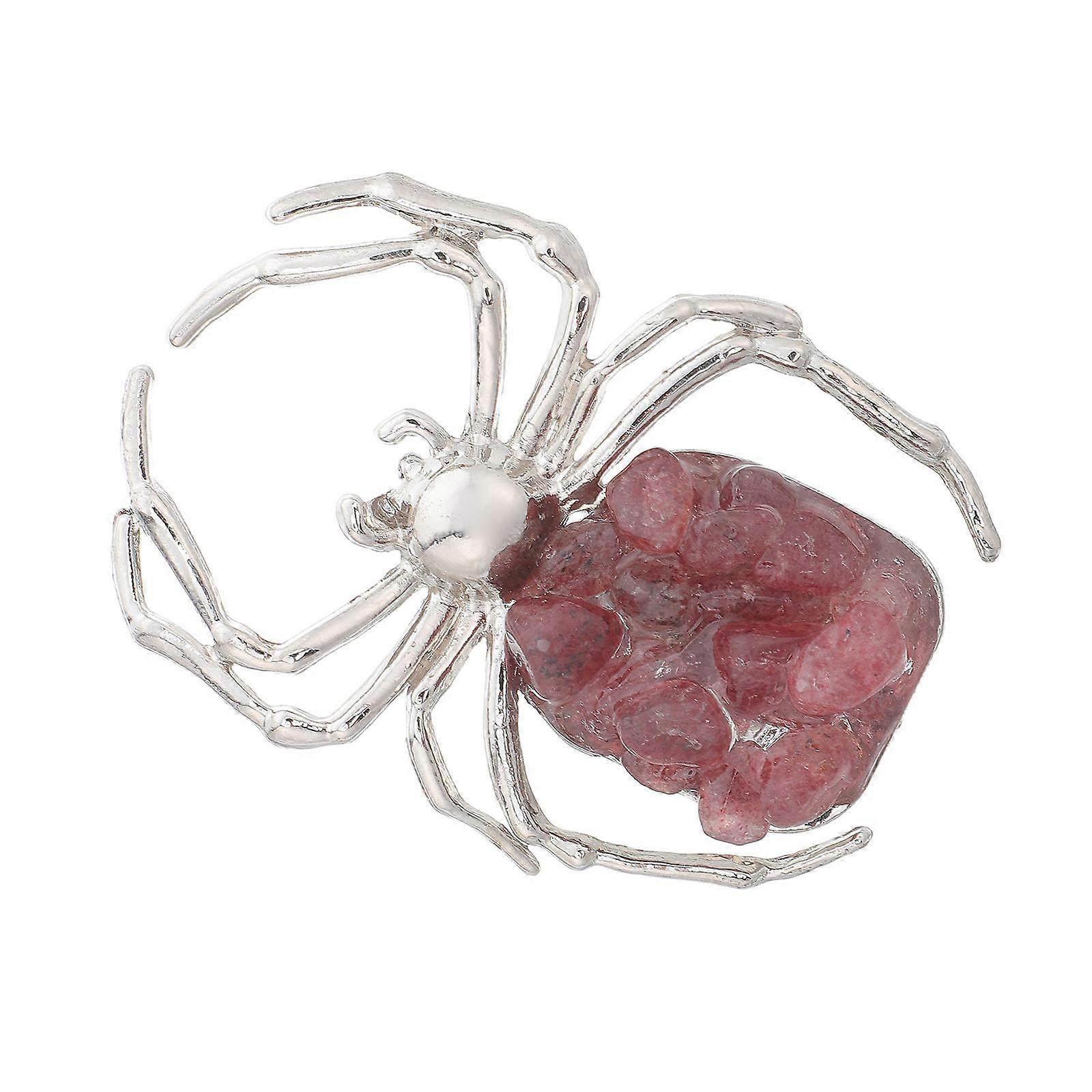 Crystal Spider Animal Ornament for Halloween Prank 2Pcs Red Alloy