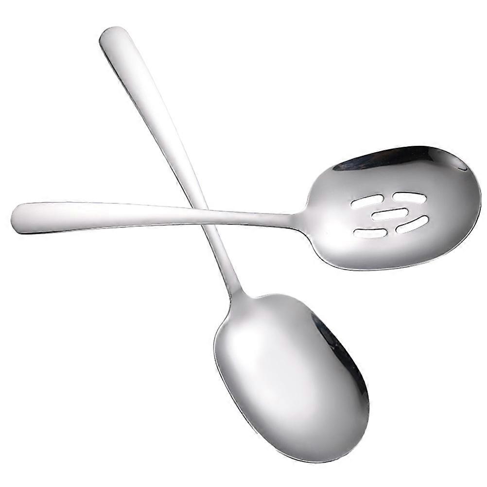 Stainless Steel Slotted Spoons Portable Serving Spoon for Daily Use 8Pcs