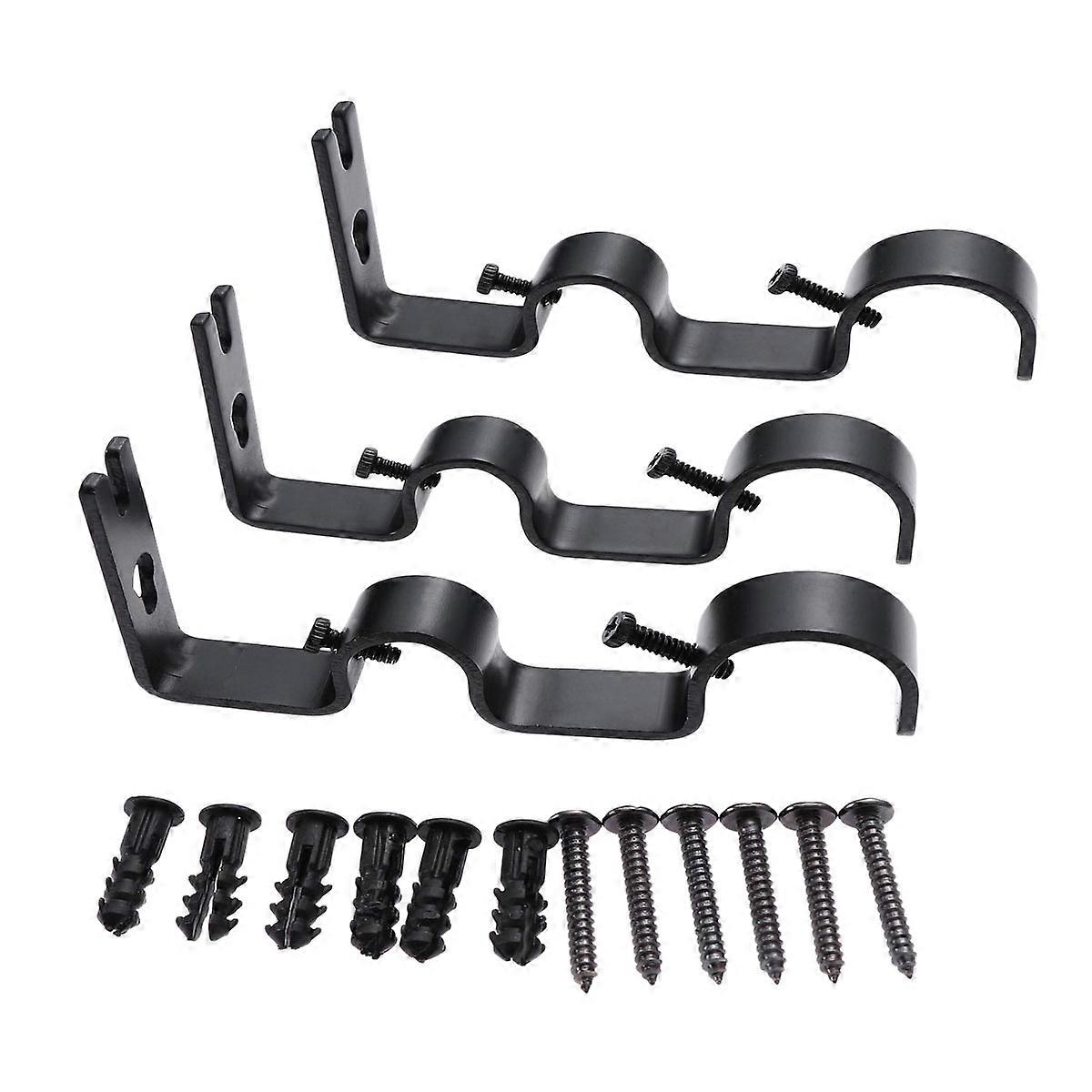 Curtain Rod Bracket Adjustable Iron Holder for Home 9Pcs Black