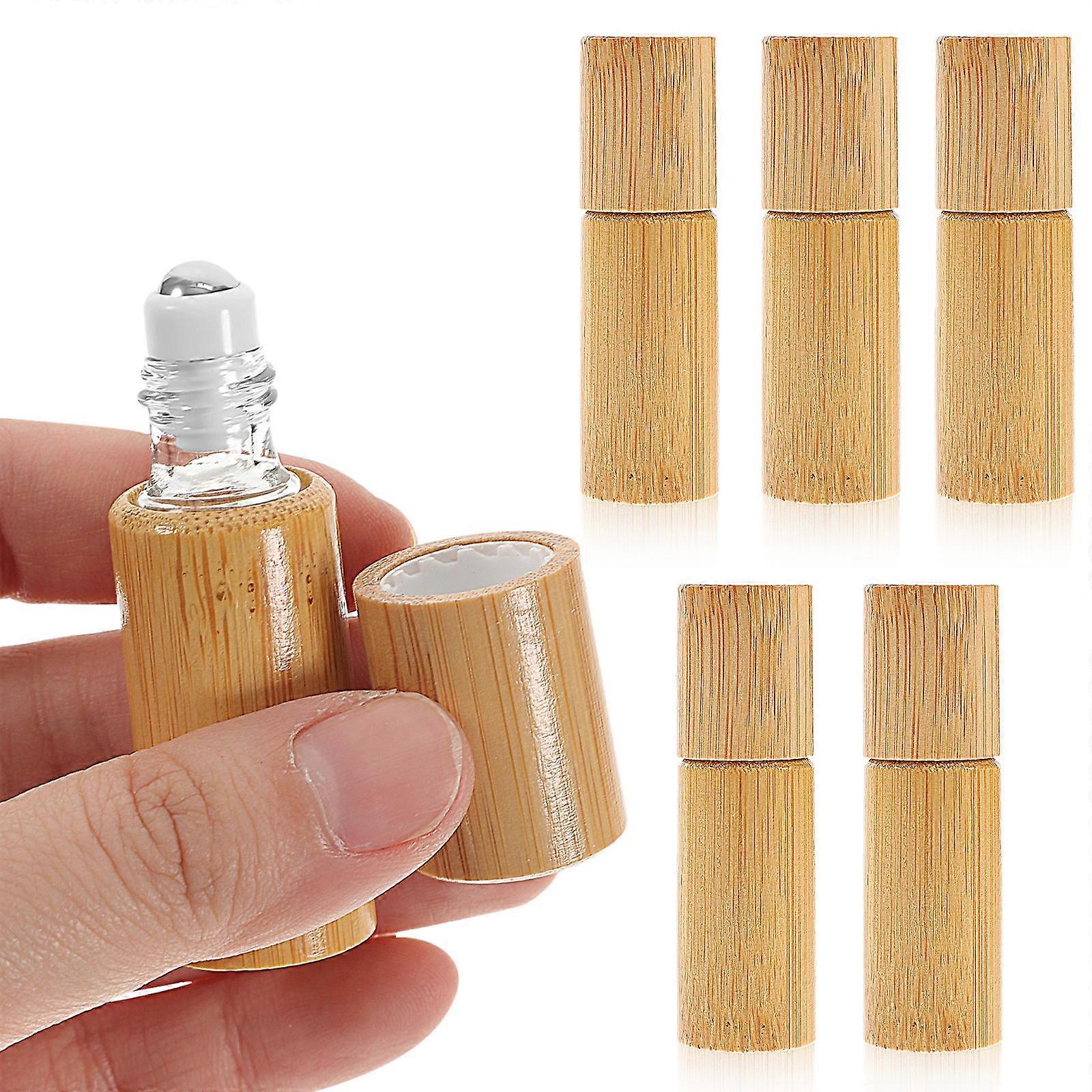 5Pcs Mini Roll-On Perfume Bottles Convenient Essential Oil Containers Light Brown Corrosion-Resistant Convenient Application