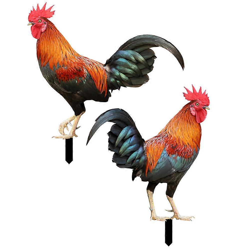 Rooster Stake Garden Chicken Insert Acrylic Yard Decoration 6Pcs
