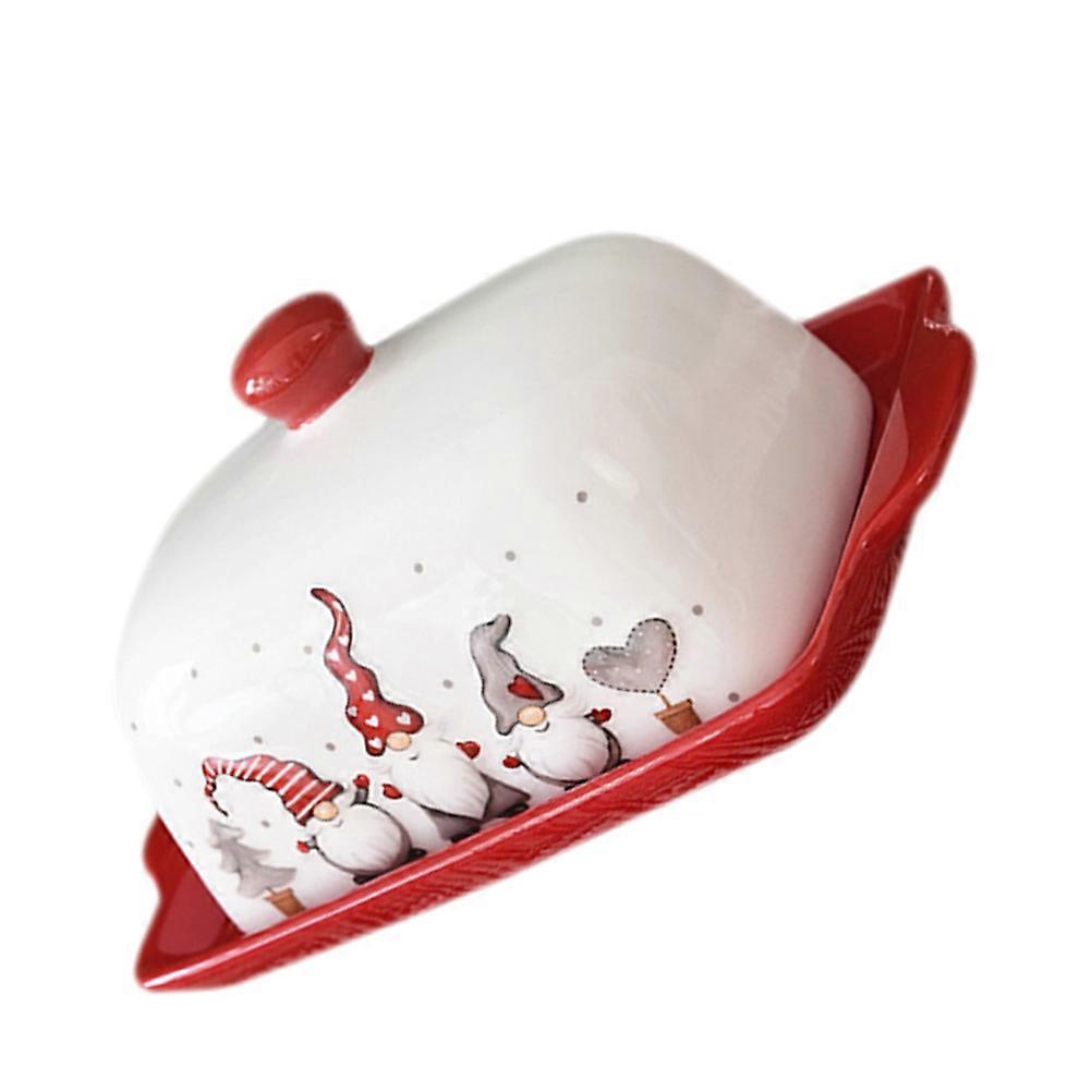 Butter Storage Christmas Style Ceramic Butter Dish With Lid Multi Color For Home Use 1Pcs