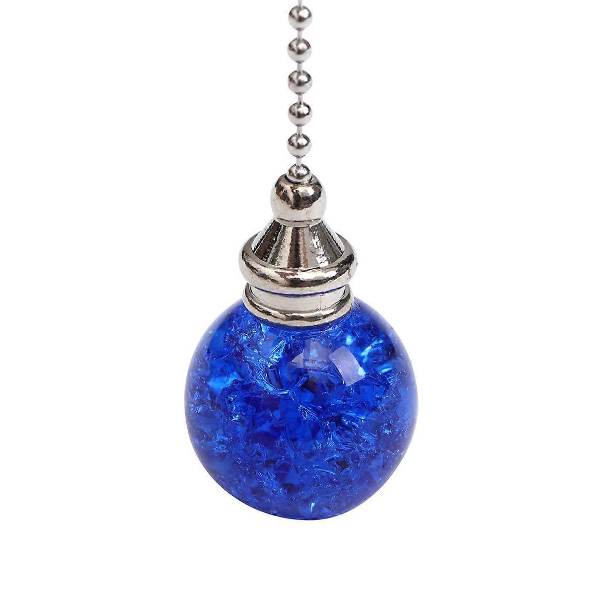 Blue Crystal Fan Pull Chain Pendant for Home Use