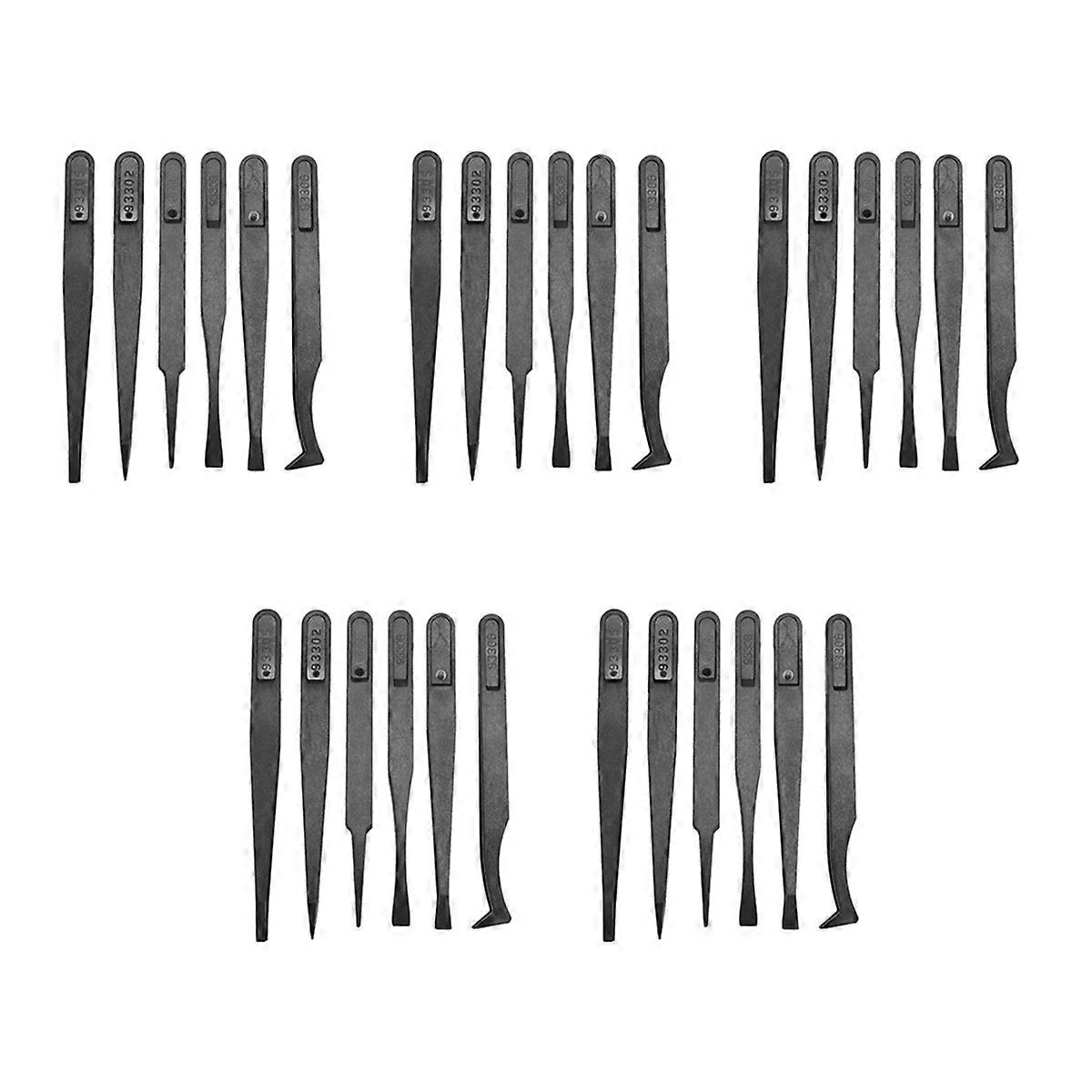 6PCS Tweezer Plastic Anti Static Tool Kit(Black)