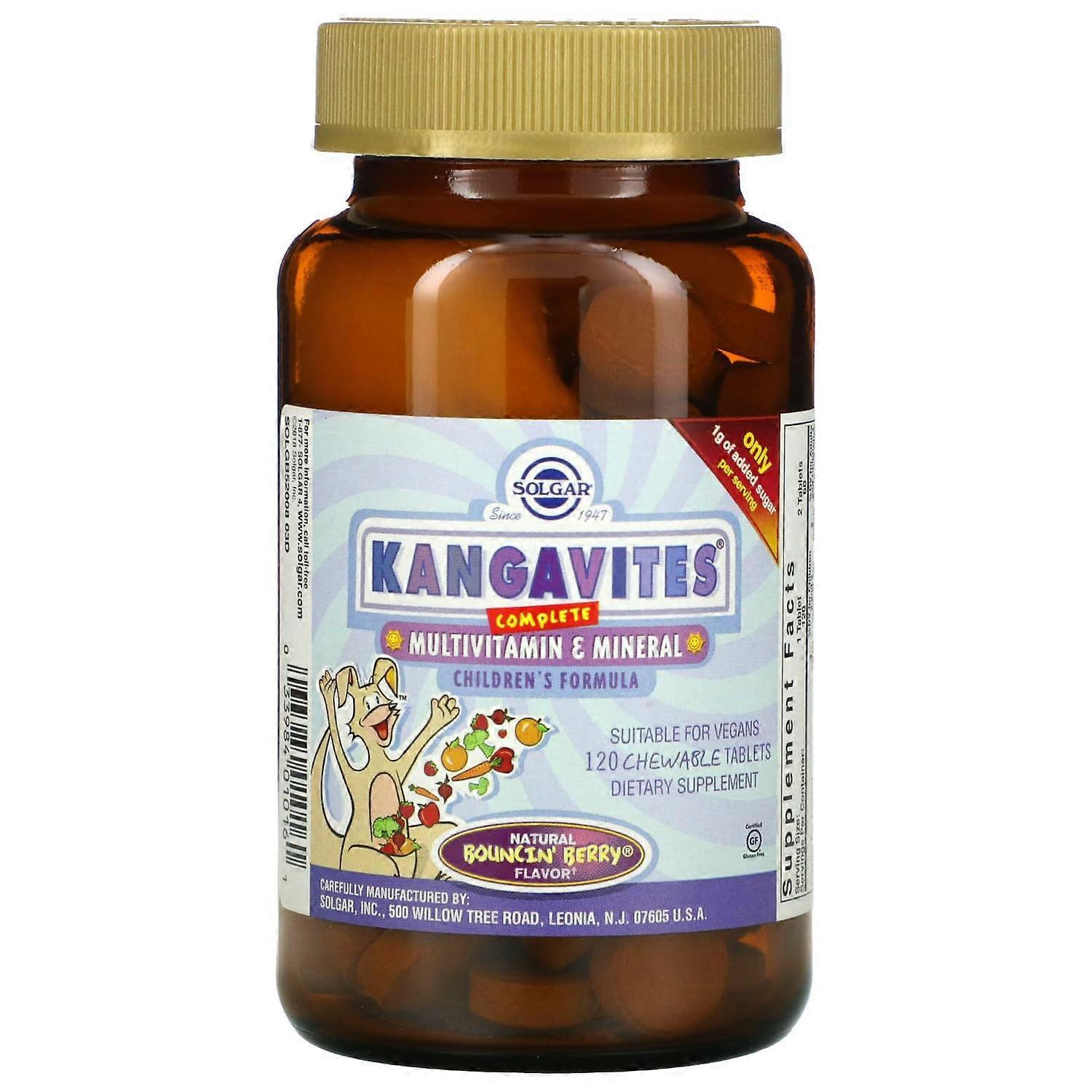 Solgar, Kangavites, Complete Multivitamin & Mineral Children's Formula, Bouncin' Berry , 120 Chewable Tablets
