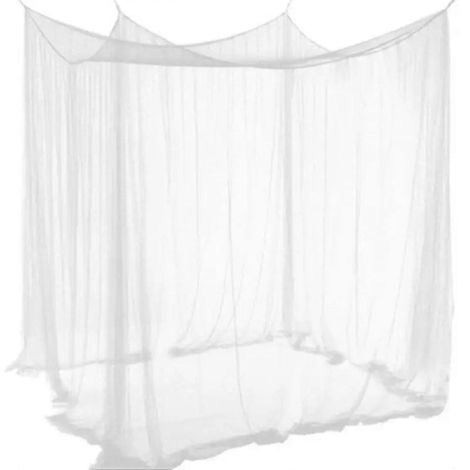 Large mosquito net for bed, mosquito net double bed with 4 corner posts, mosquito net bed travel for home, camping, indoor (white)